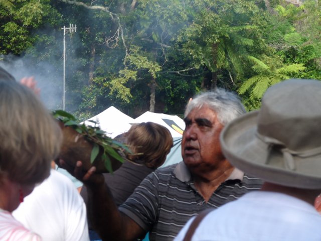 Uncle Ivan Wellington at Smoking Ceremony, Appin Massacre Memorial, 2013